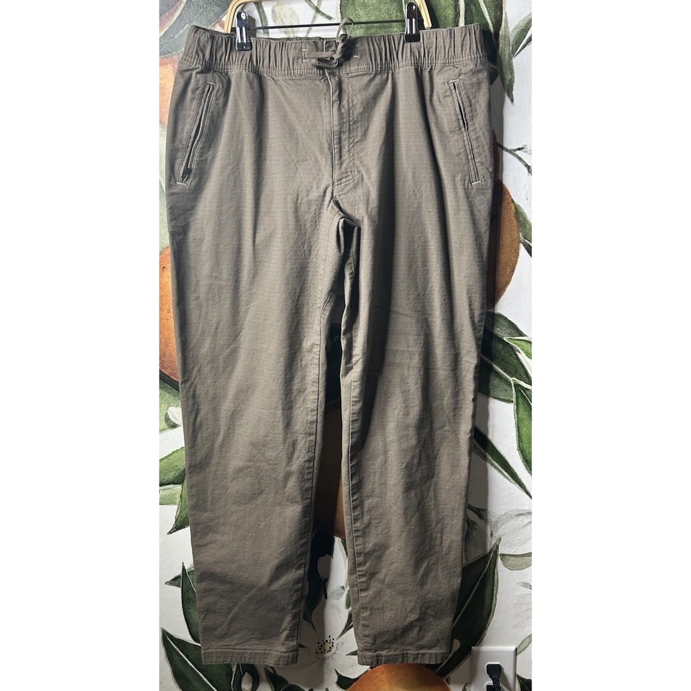 LL Bean Mens Pants Khaki Pull On Drawstring Khaki Brown Relaxed Stretch Large